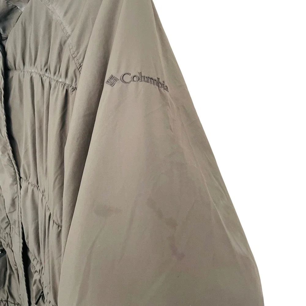 Columbia Thermal Coil Puffer‎ Parka Jacket Coat Gray Hooded Insulated Women LG